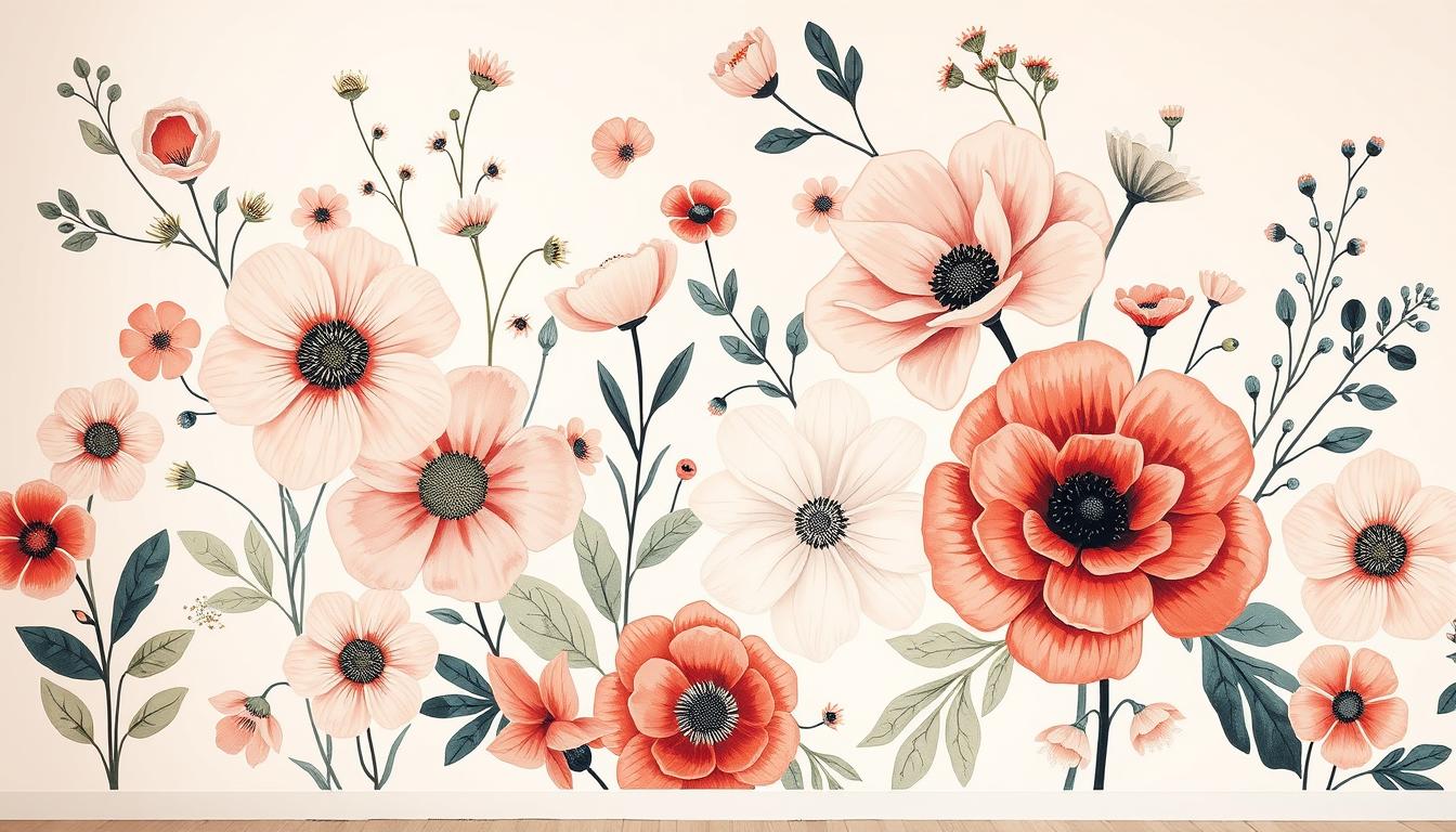 Scandinavian-Style Flower Mural