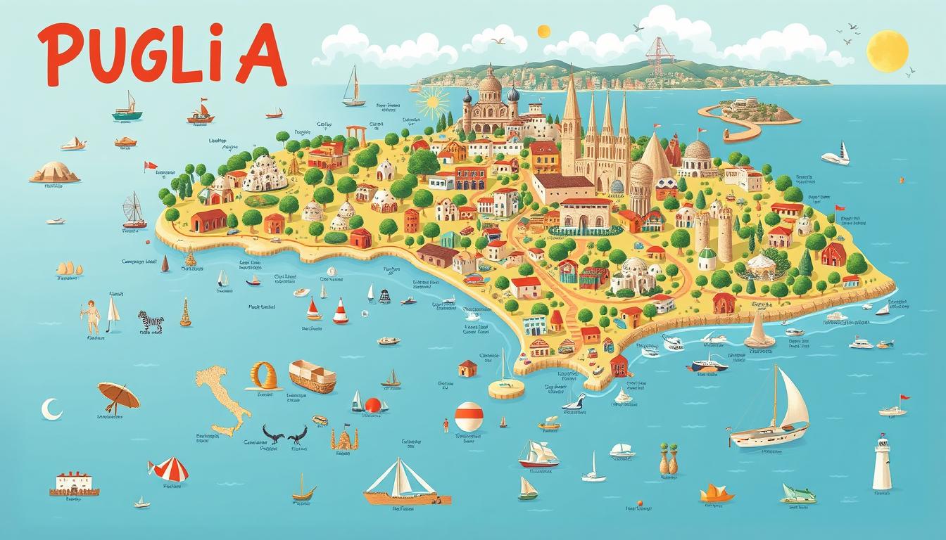 Interactive Puglia map displaying must-visit destinations.